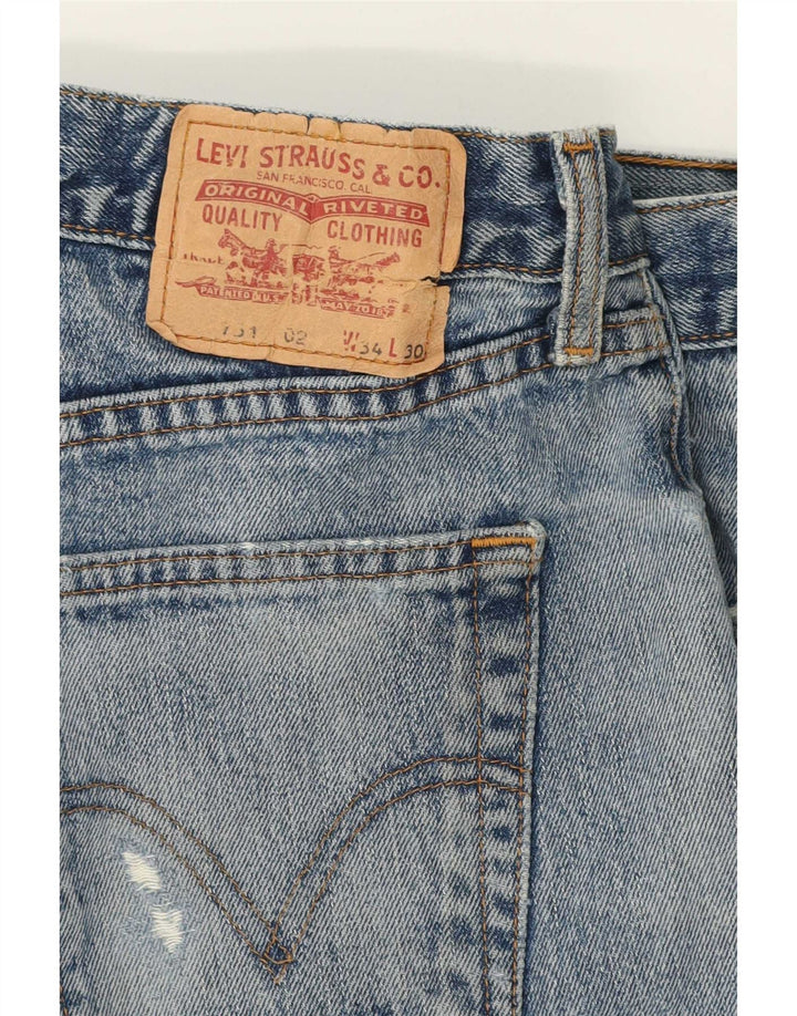 Męskie spodenki jeansowe Levi's 751 w trudnej sytuacji W34, duże, niebieskie