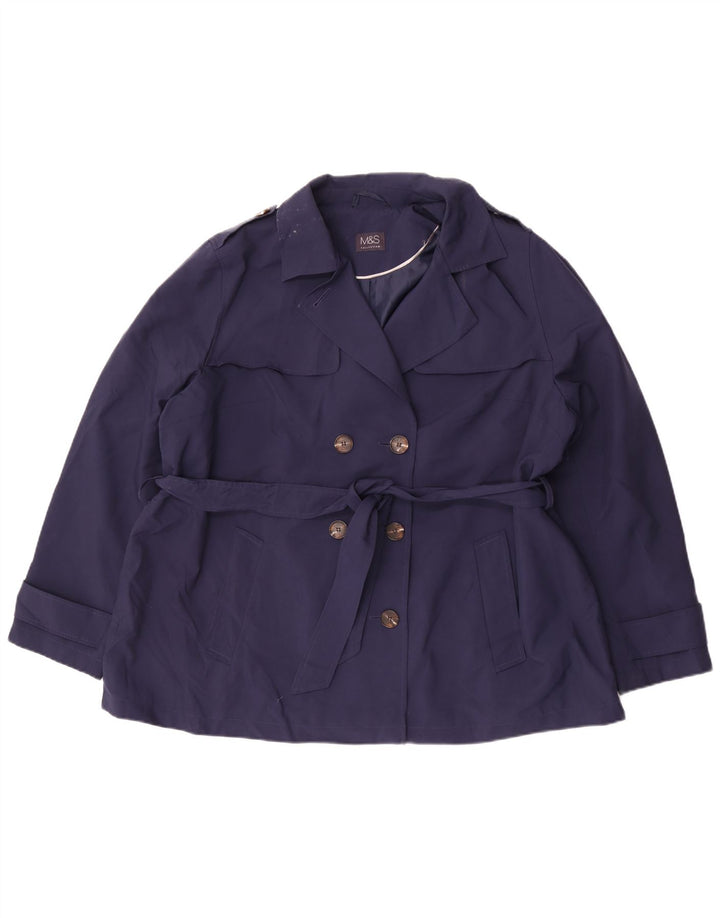 Marks & Spencer Damski krótki trencz UK 22 3XL Granatowy poliester