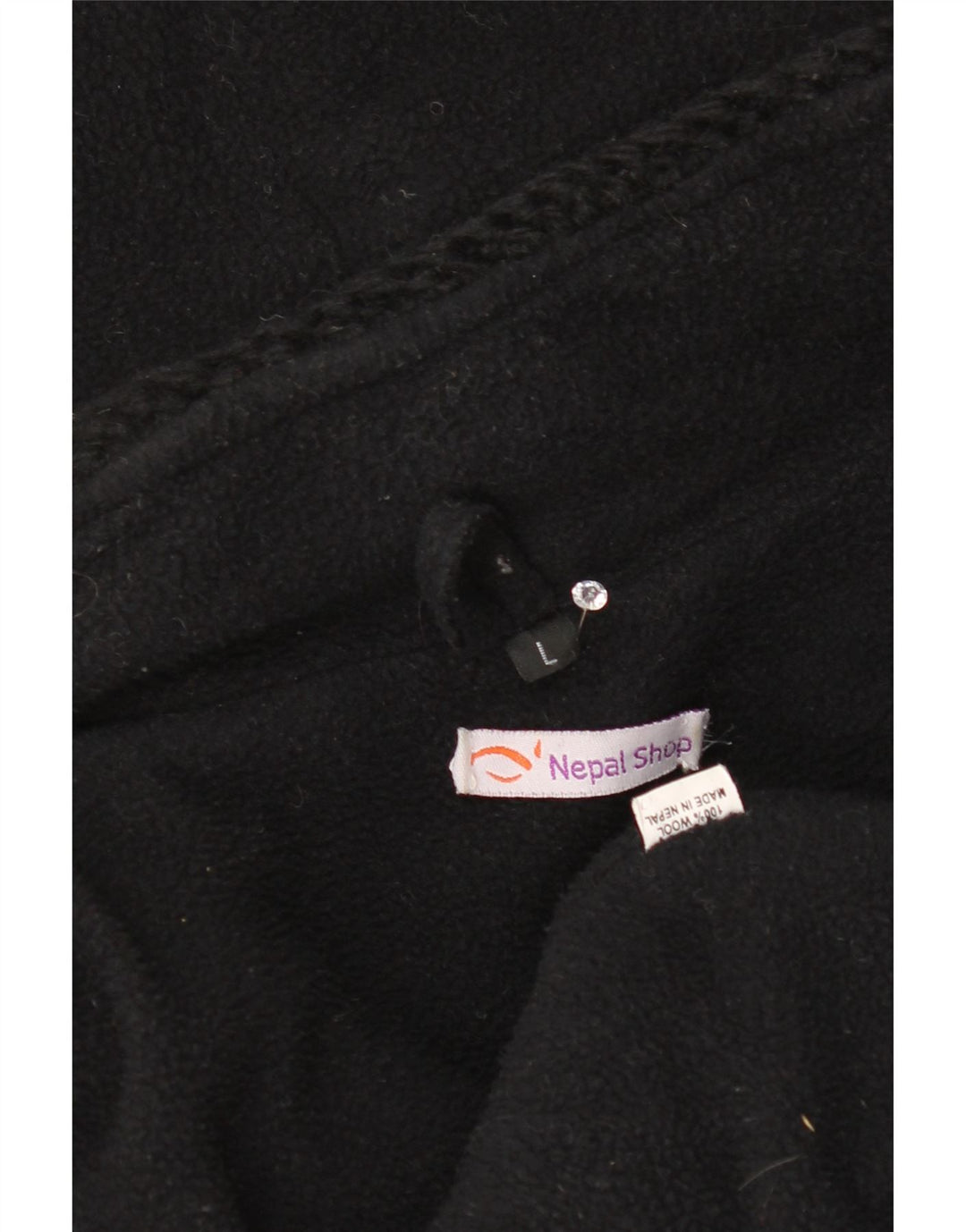 Vintage męski sweter z kapturem, duży, czarny, wełniany Fair Isle