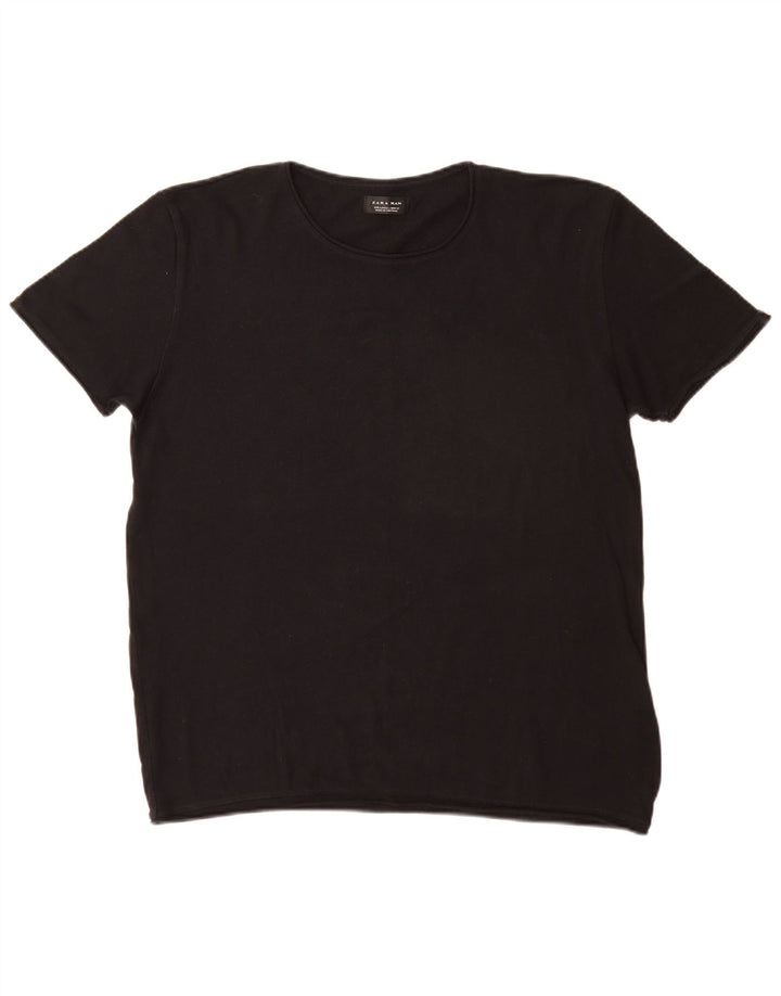 T-shirt męski Zara, duży, czarny, bawełniany