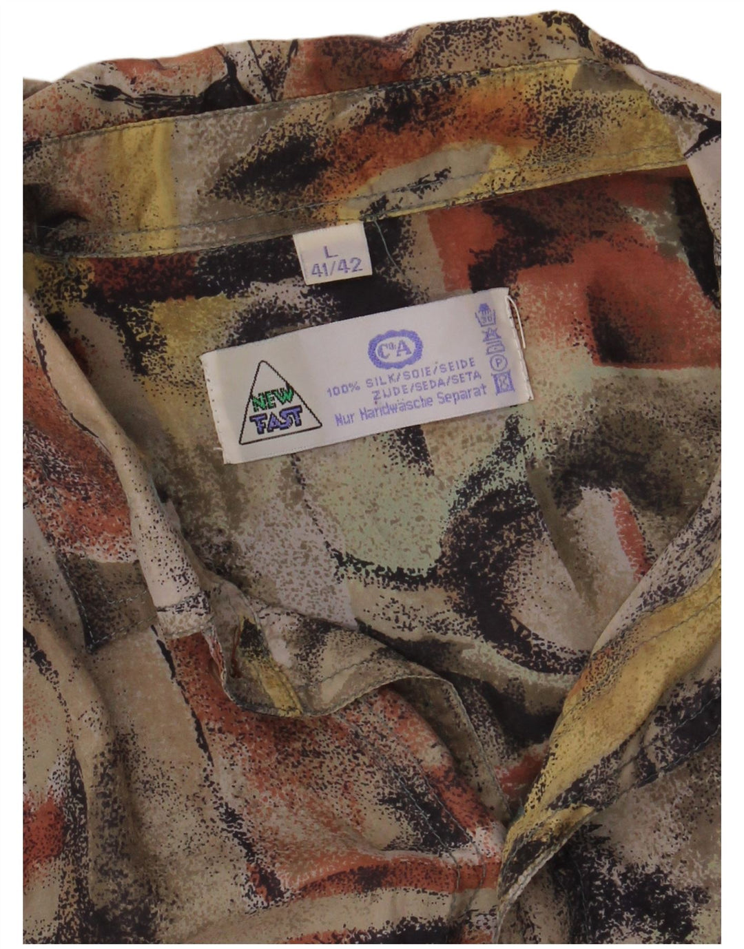 NOWA Koszula męska FAST w abstrakcyjny wzór, rozmiar 41/42, duży, wielobarwny jedwab