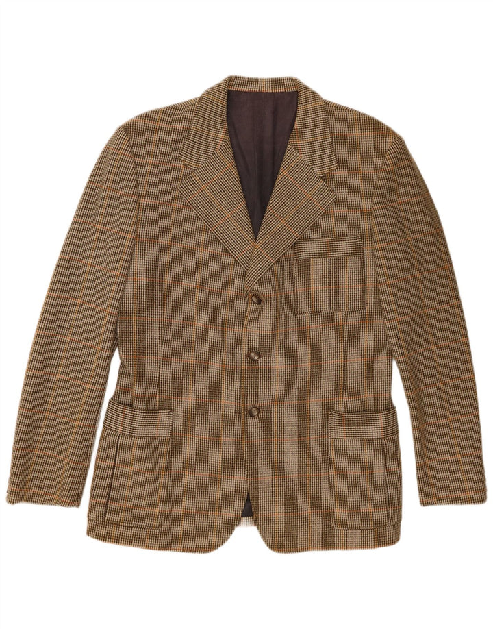 Vintage męska marynarka zapinana na 3 guziki UK 38 Medium Khaki Check