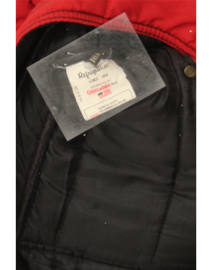 REFRIGIWEAR Girls Hooded Padded Coat 9-10 Years Red Polyamide Vintage Refrigiwear and Second-Hand Refrigiwear from Messina Hembry 