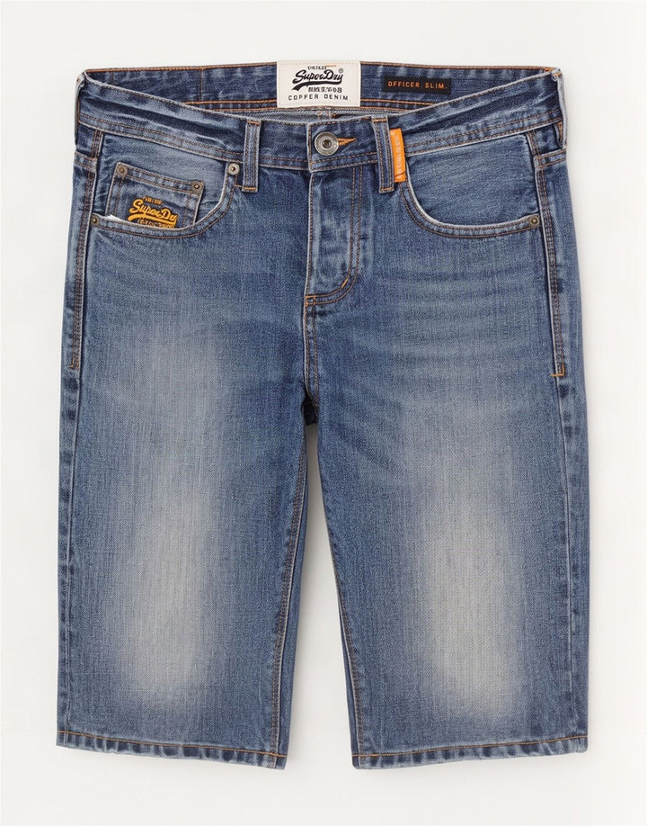 Męskie spodenki jeansowe Superdry Slim Fit W30 Średnioniebieskie, bawełniane