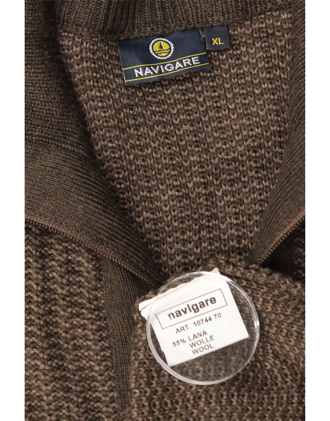 Męski sweter kardigan NAVIGARE XL, szara wełna
