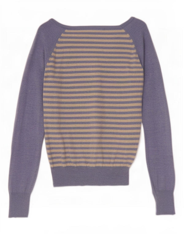 Sweter damski French Connection z dekoltem w kształcie litery V, UK 14, duże niebieskie paski