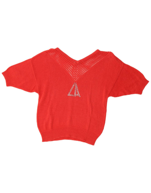 Damski sweter Loris Azzaro z dekoltem w kształcie litery V, EU 40, średni czerwony