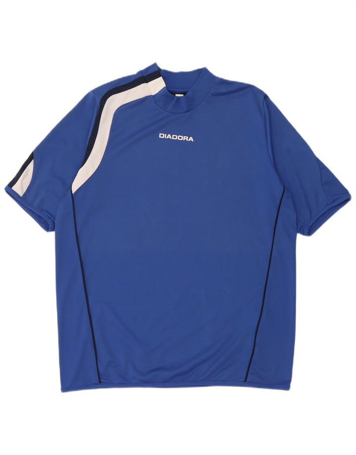 T-shirt męski Diadora, duży, niebieski, poliestrowy blok kolorów