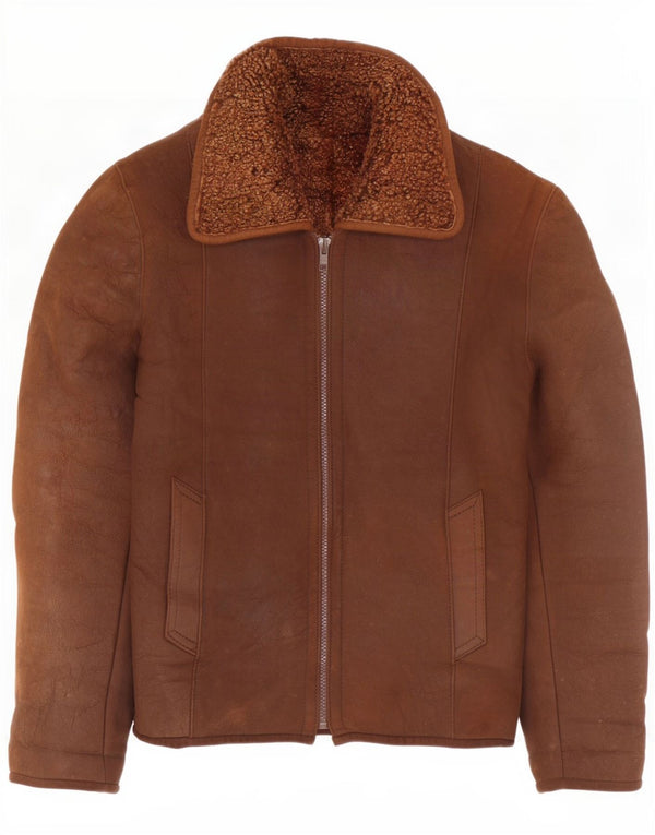 Vintage damska kurtka Shearling UK 10 Small Brown