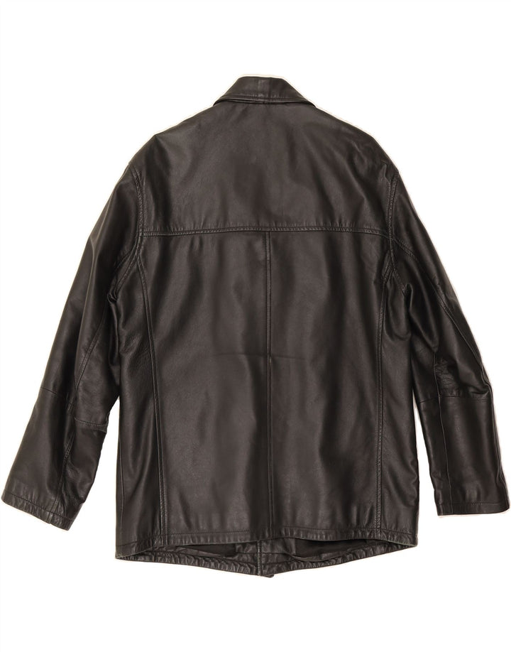 VINTAGE Mens Leather Jacket IT 48 Medium Black Leather Vintage Vintage and Second-Hand Vintage from Messina Hembry 