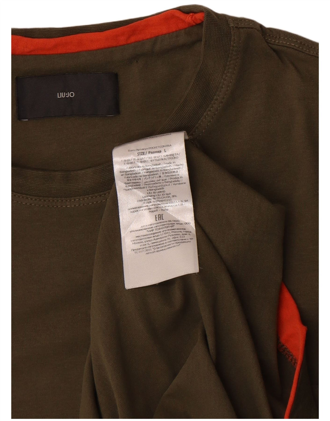 T-shirt męski Liu Jo, duży, bawełniany khaki