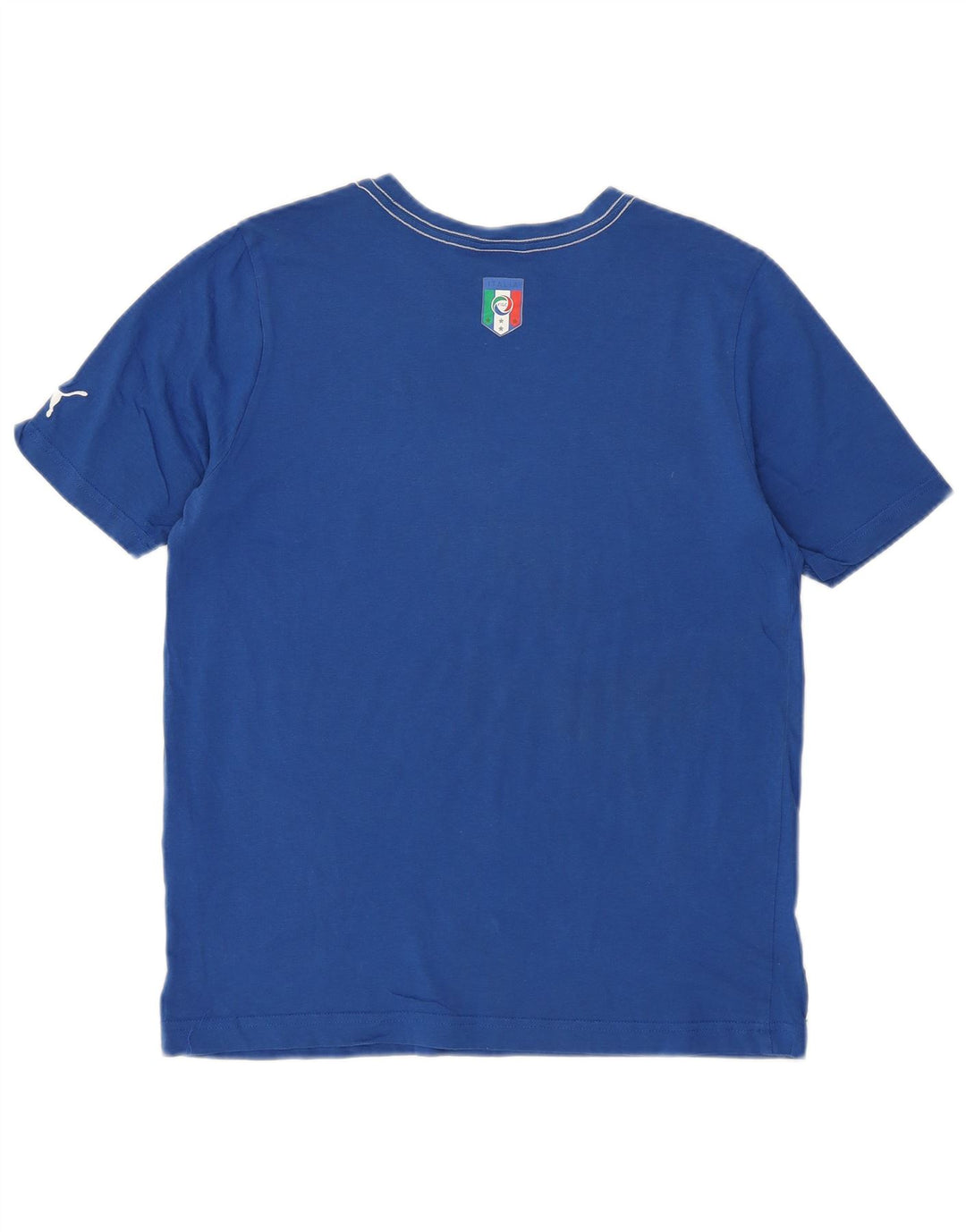 Chłopięcy T-shirt z grafiką PUMA Italia, 13-14 lat, niebieska bawełna