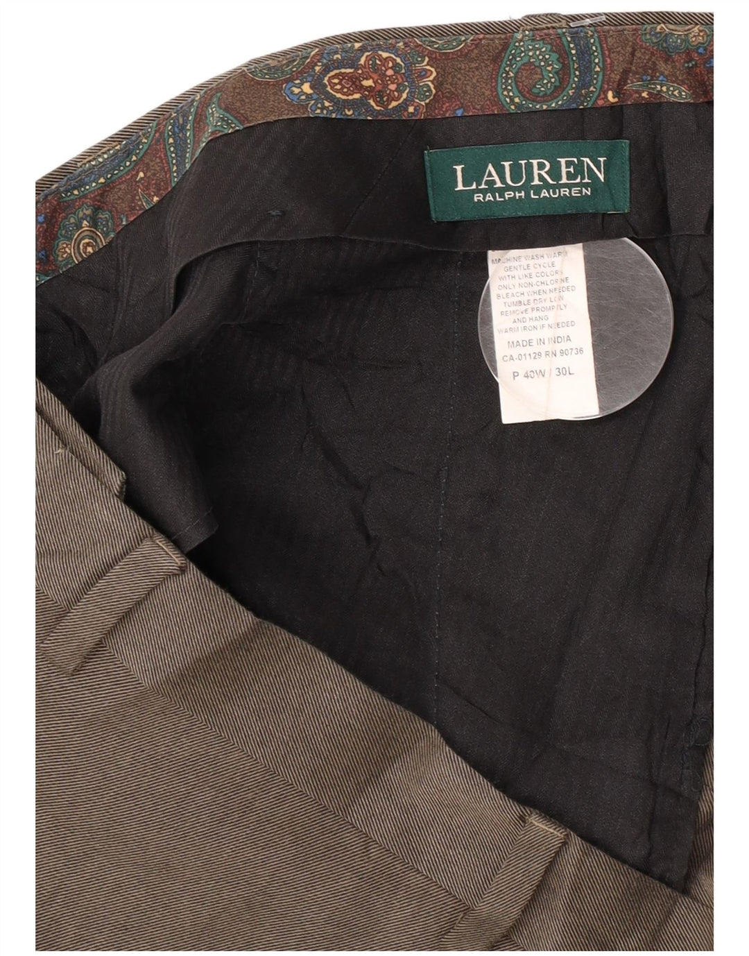 Męskie proste spodnie garniturowe Ralph Lauren W40 L30 Szary poliester