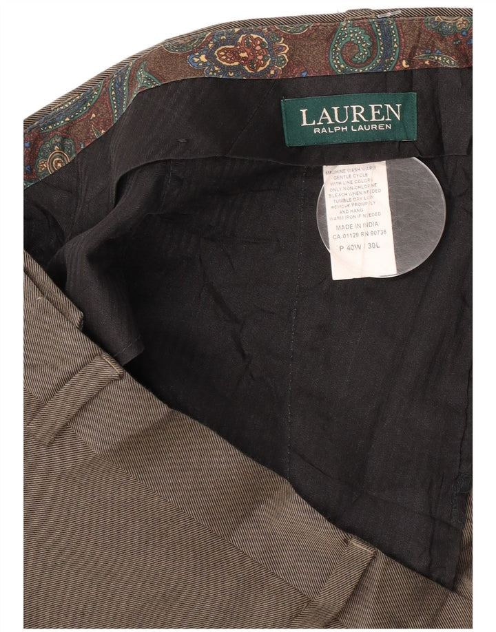 Męskie proste spodnie garniturowe Ralph Lauren W40 L30 Szary poliester