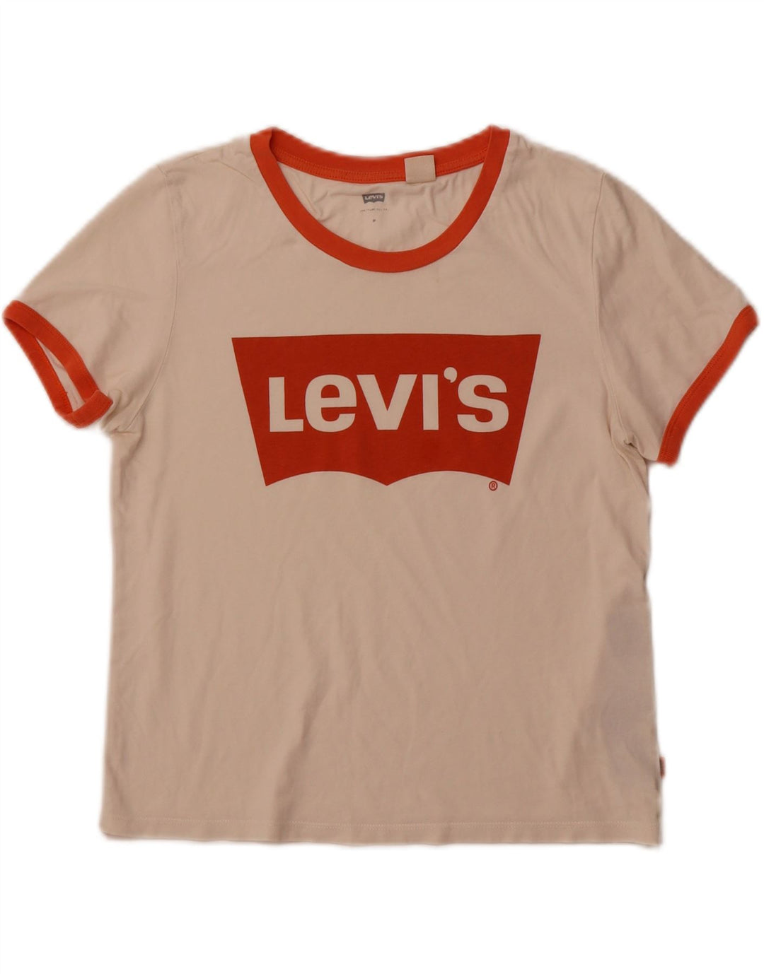 Damska koszulka LEVI'S Crop Graphic Top UK 12, średnia, złamanej bieli, bawełniana