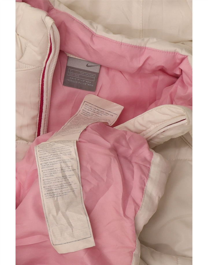 Dziewczęca wyściełana kurtka z kapturem NIKE 8-9 lat, mała, biała, poliestrowa