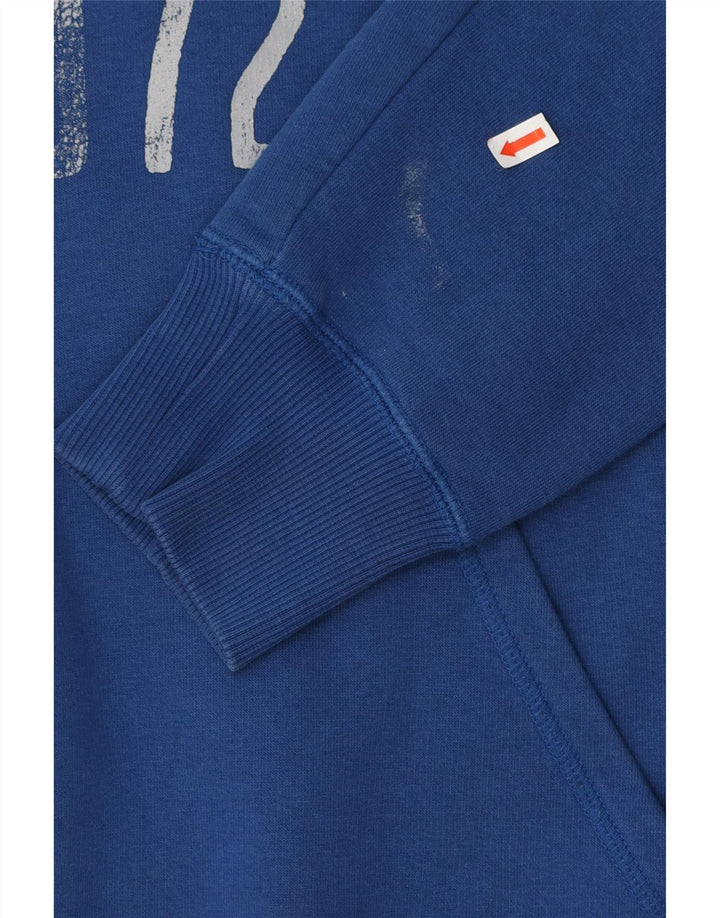 Męski sweter z kapturem NIKE z grafiką, średni niebieski, bawełniany
