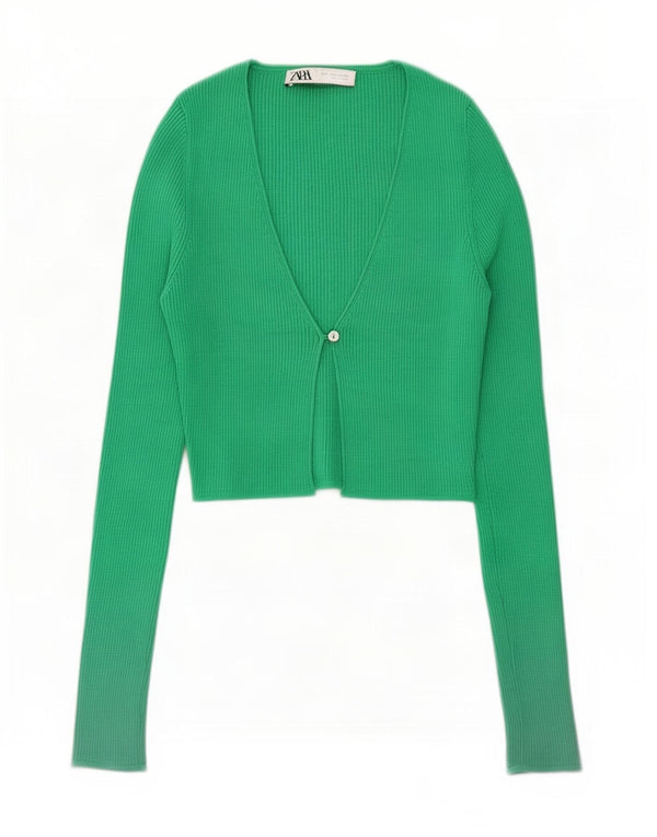Sweter damski Zara Crop Cardigan UK 10 Small Green Nylon