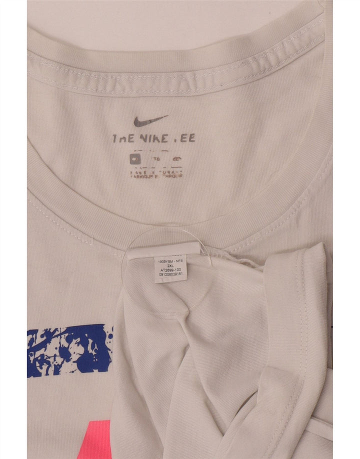 Męski T-shirt z grafiką Nike, 2XL, biała bawełna