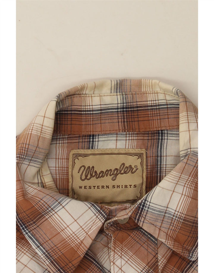 WRANGLER Mens Short Sleeve Shirt Medium Brown Check Vintage Wrangler and Second-Hand Wrangler from Messina Hembry 