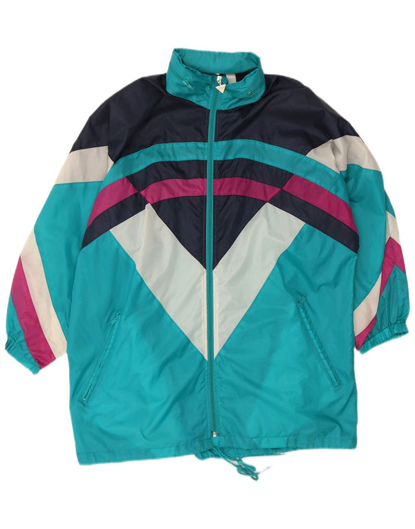 Jako męska kurtka przeciwdeszczowa w stylu vintage, luźny krój UK 42 XL, turkusowy blok kolorów, lata 90