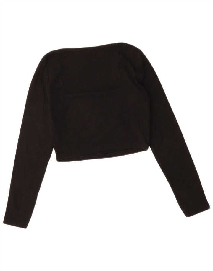ZARA Womens Crop Top UK 14 Large Black Cotton
