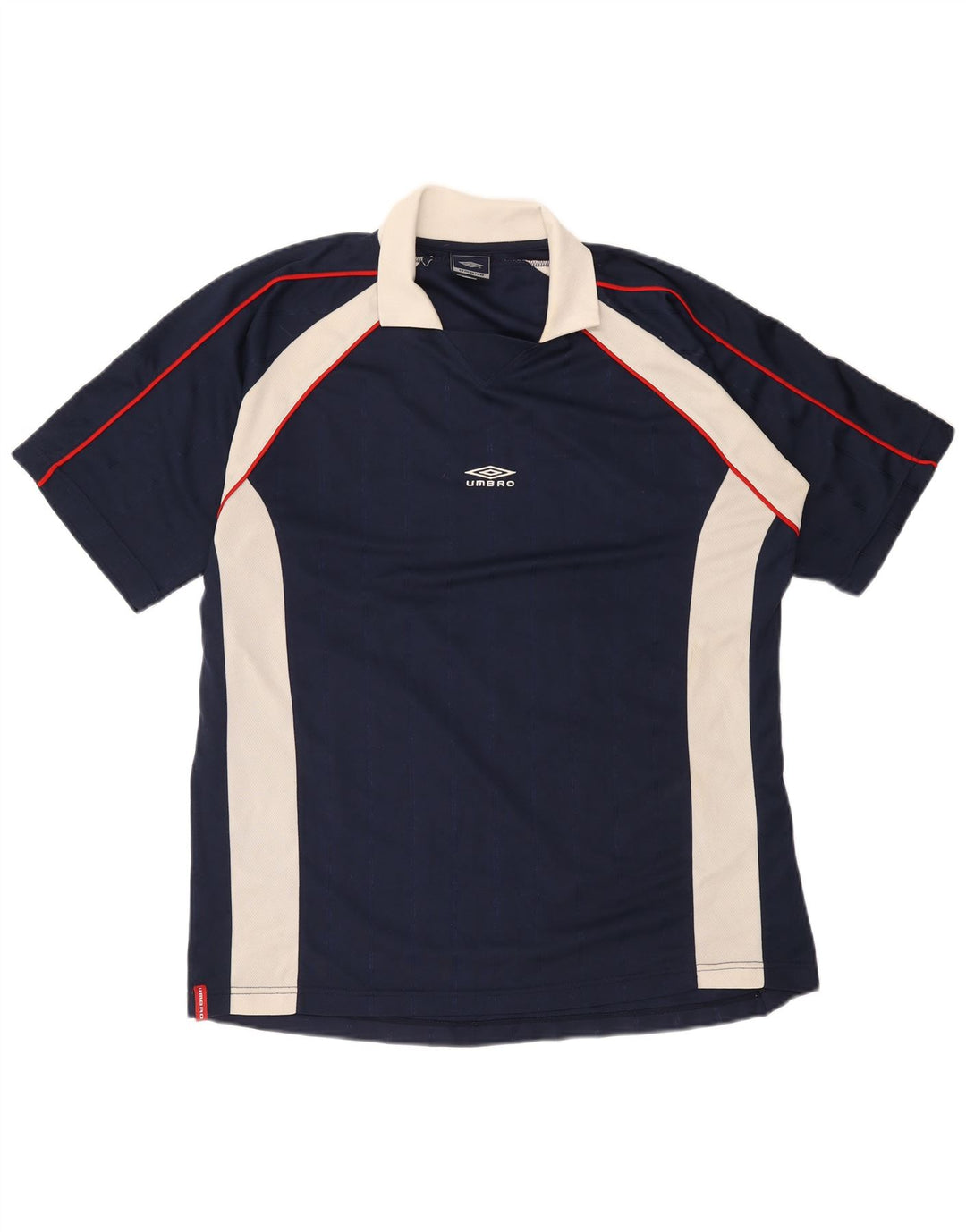 Męska koszulka polo Umbro XL, granatowa, poliester z blokami kolorów