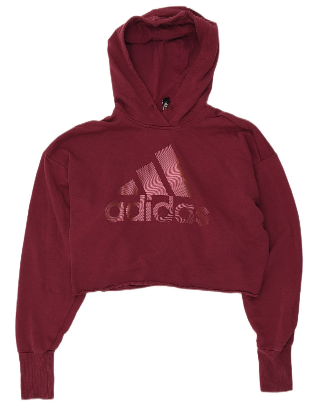 Damska bluza z kapturem, oversize'owa, z grafiką ADIDAS, UK 8/10, mała burgundowa