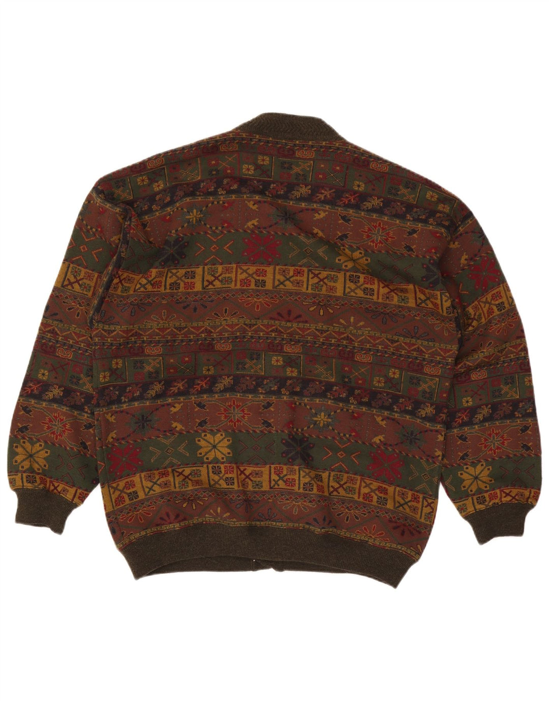 Męski sweter rozpinany Bluster, duży khaki, wełna Fair Isle
