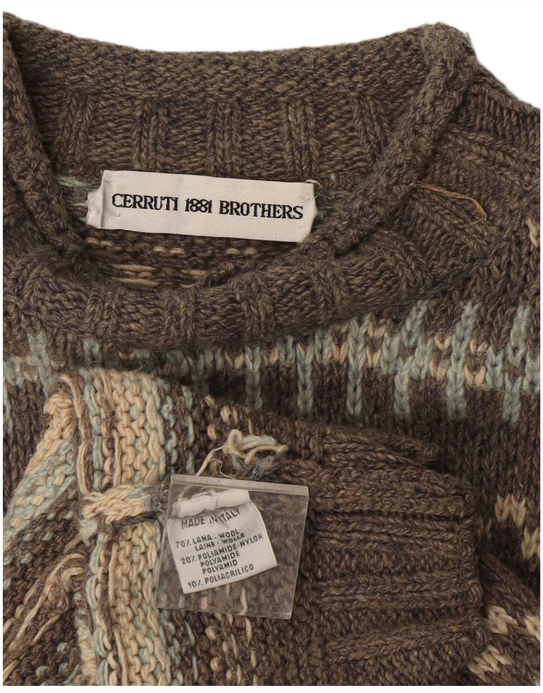 Vintage męski sweter z golfem, duży, szary, wełniany Fair Isle