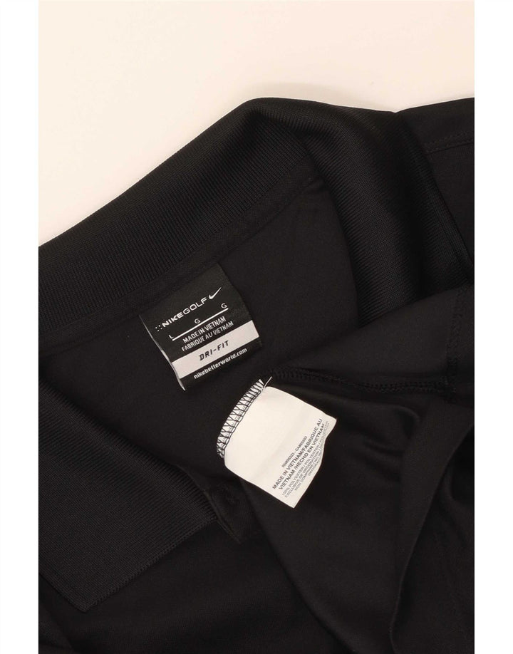 Męska koszulka polo Nike Dri Fit, duża, czarna, poliestrowa