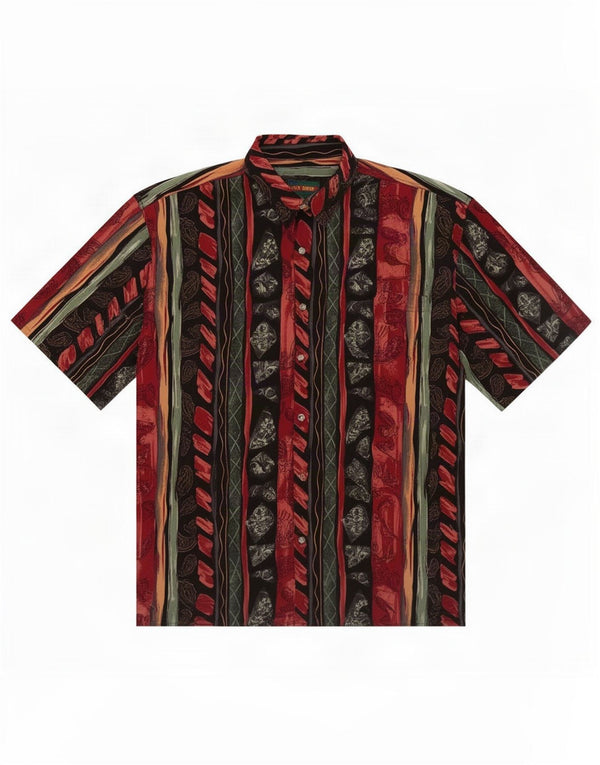 Męska koszula z krótkim rękawem Ivy Crew 2XL Burgundowy kwiatowy poliester