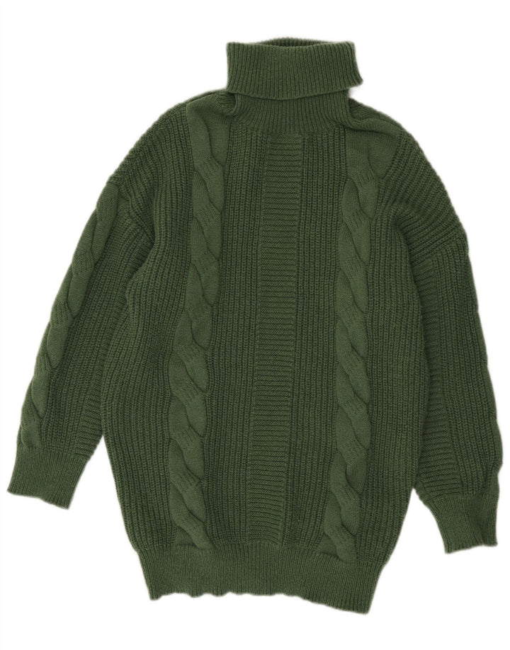 Damski sweter oversize SHEIN z golfem UK 14, średni zielony