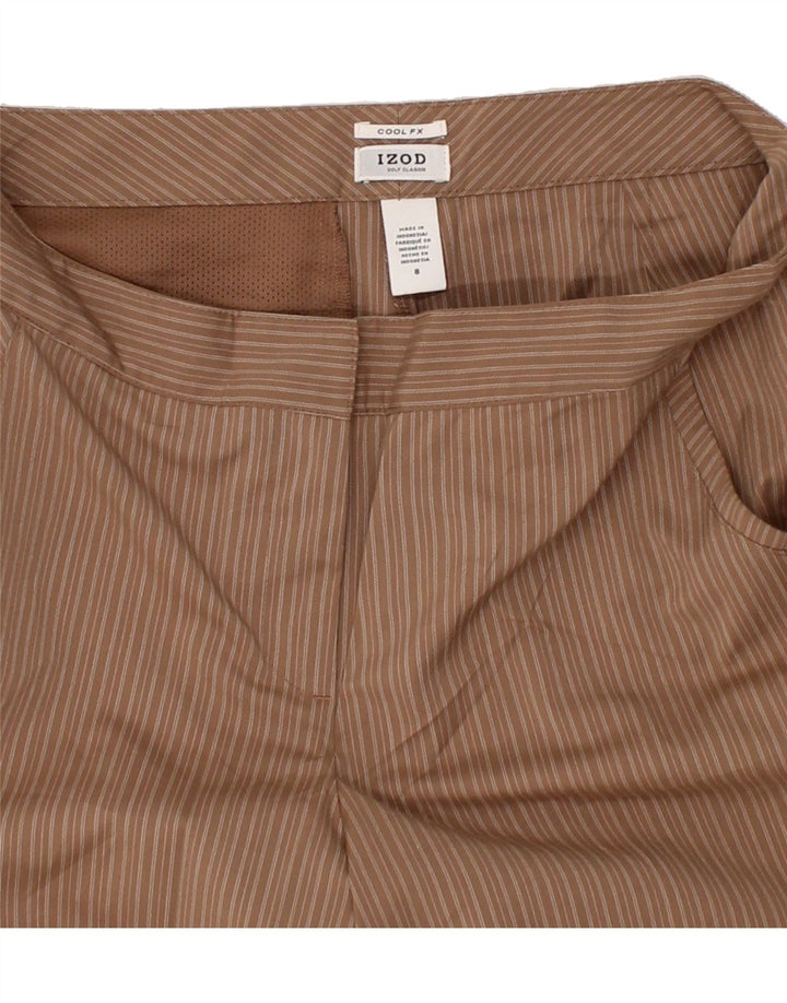IZOD Womens Straight Capri Trousers US 8 Medium W30 L22 Brown Striped Vintage Izod and Second-Hand Izod from Messina Hembry 