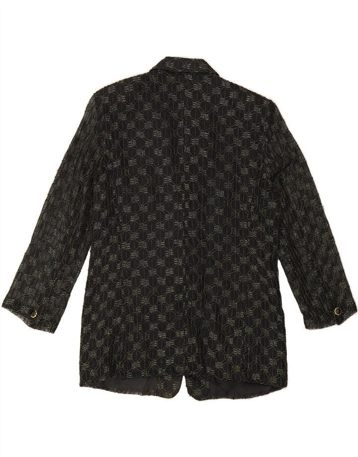 VINTAGE Womens Abstract Pattern Blazer Jacket UK 16 Large Black Geometric Vintage Vintage and Second-Hand Vintage from Messina Hembry 