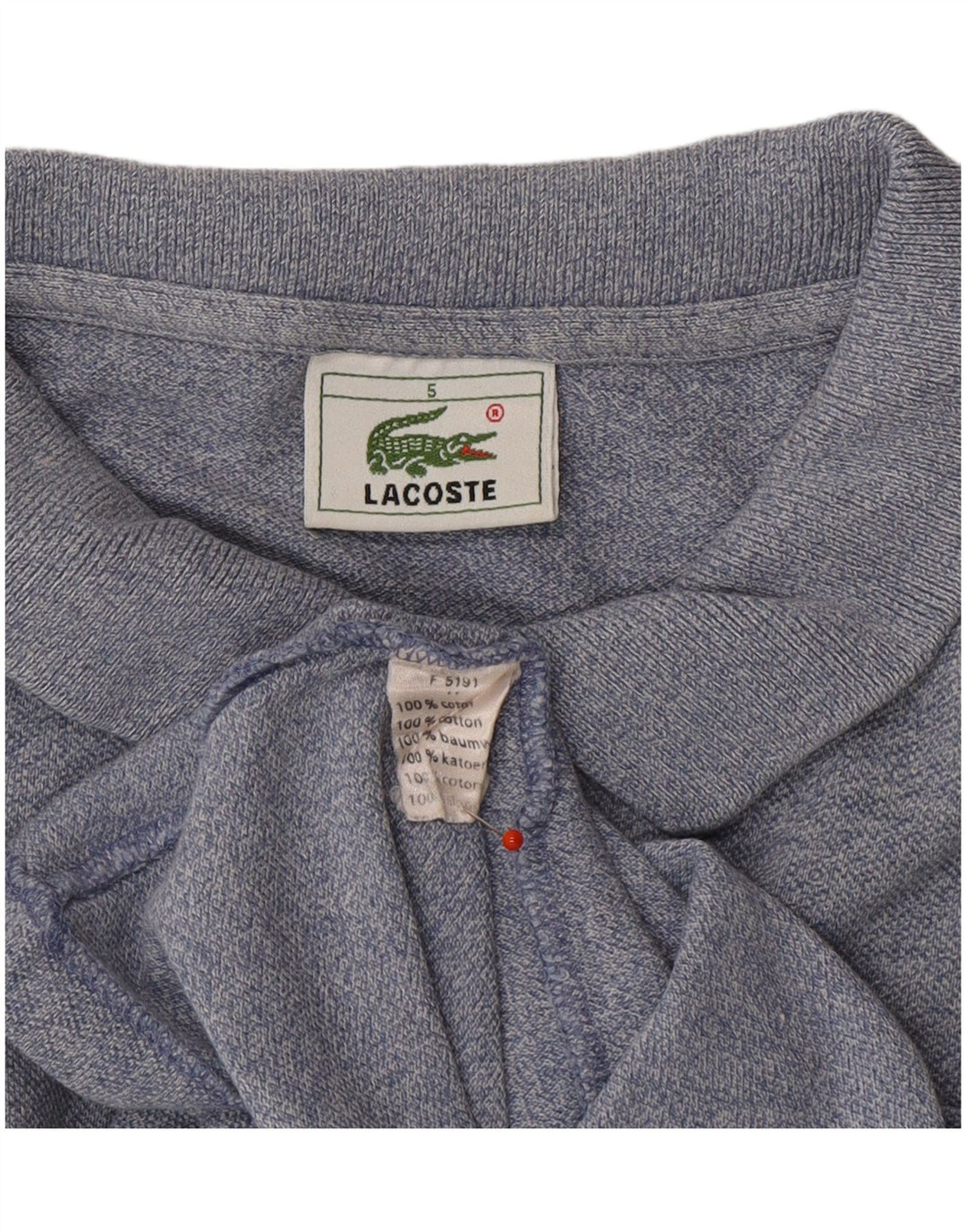 LACOSTE Mens Polo Shirt Size 5 Large Blue Cotton