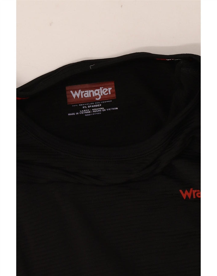Męski top Wrangler z długim rękawem, duży, czarny, poliestrowy