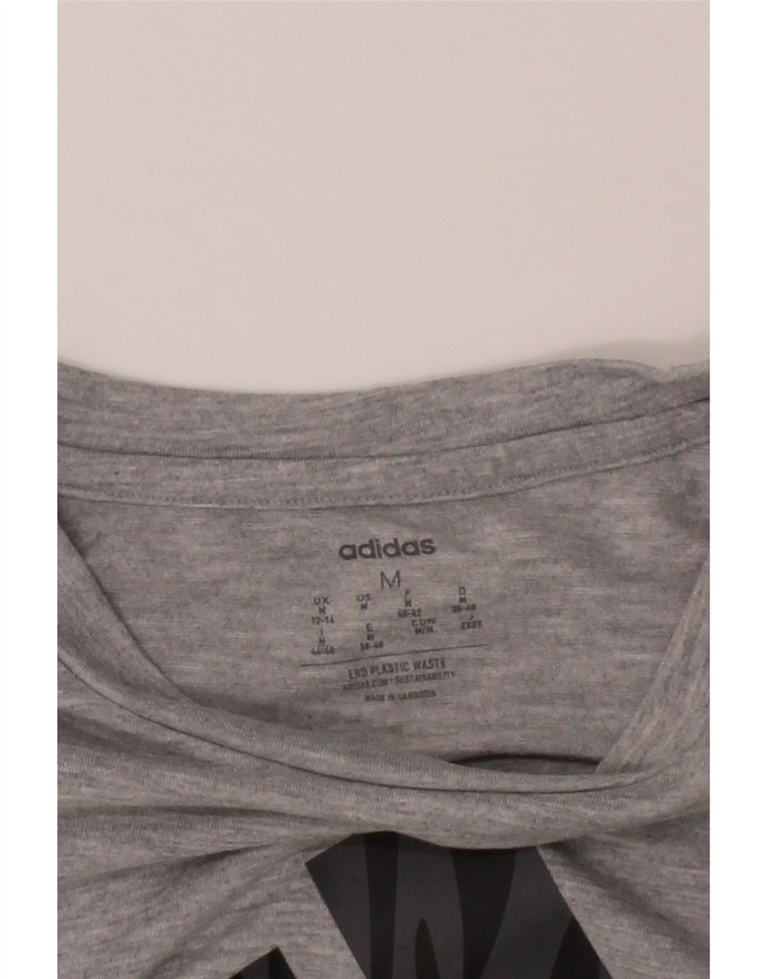 ADIDAS Womens Crop Graphic T-Shirt Top UK 12/14 Medium Grey Polyester