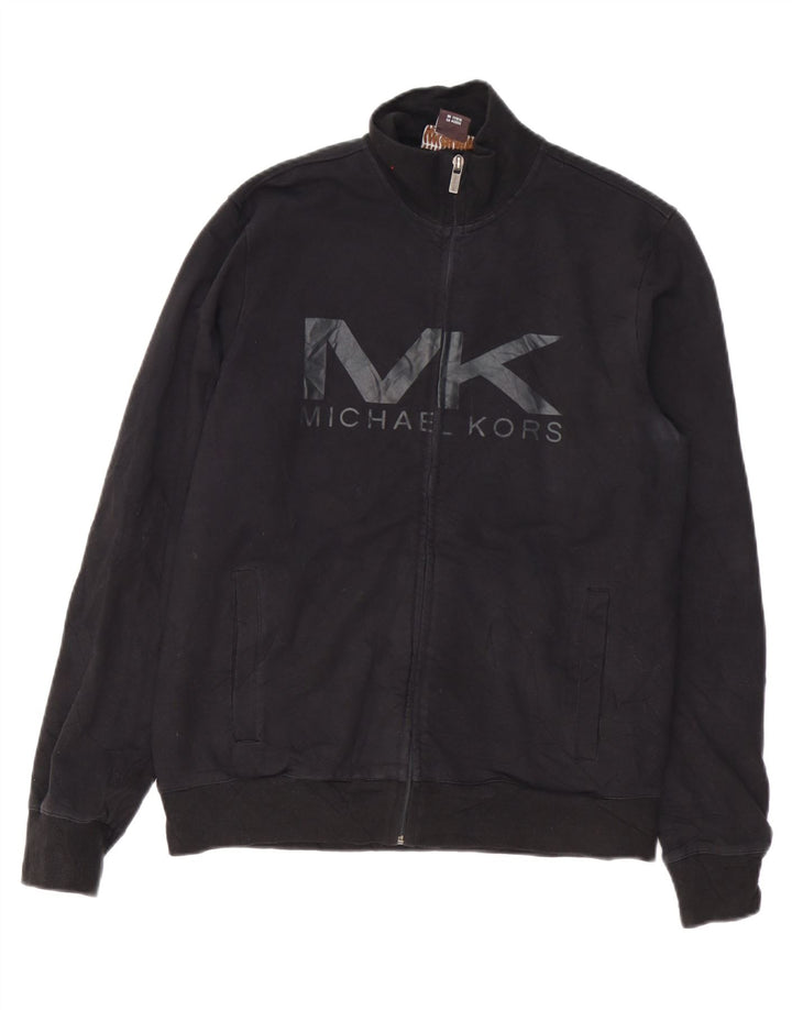 Męska kurtka dresowa Michael Kors z grafiką, średnia czarna, bawełniana