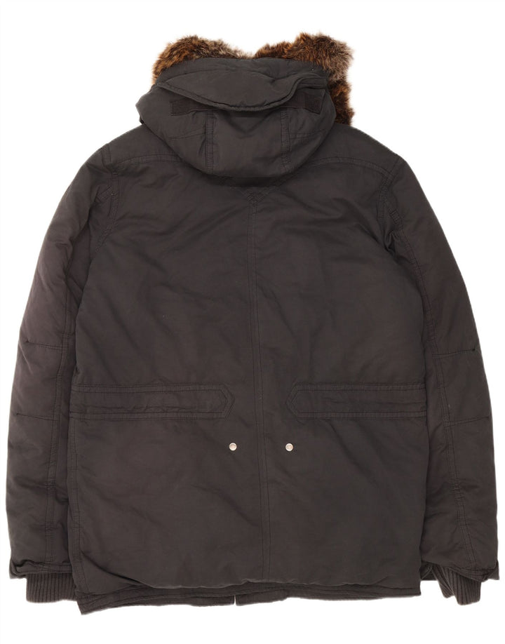 Męski ocieplany płaszcz z kapturem Levi's UK 42 XL, czarny poliester