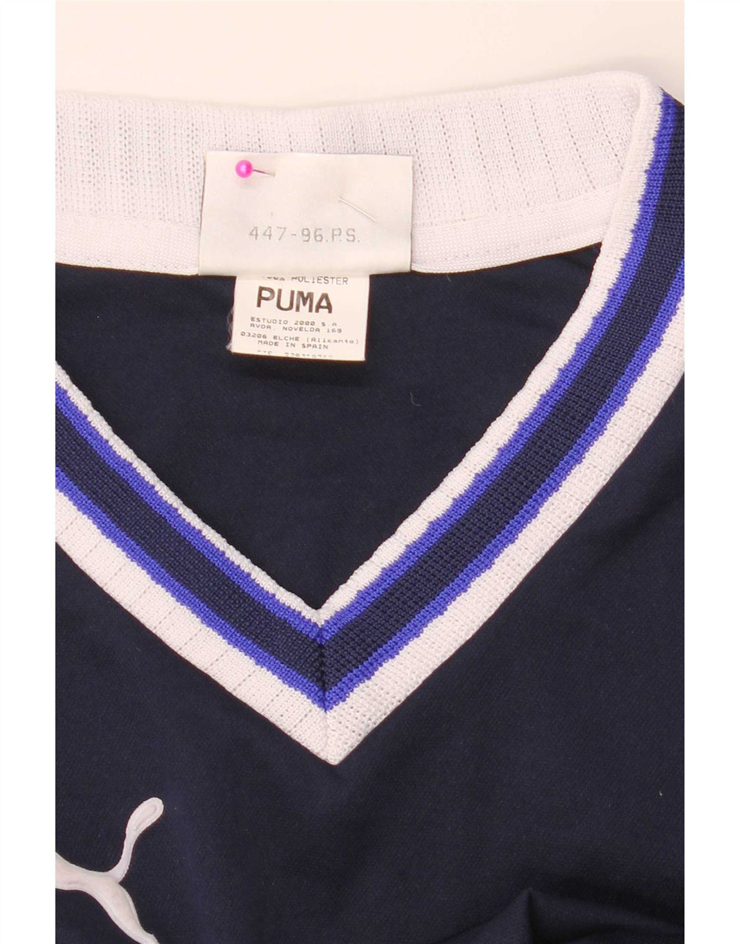 Męska koszulka z grafiką Puma, mała, granatowa, poliestrowa z blokami kolorów
