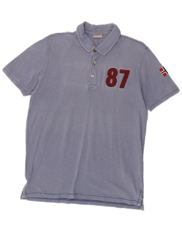 Męska koszulka polo Napapijri Geographic Graphic, duża, niebieska, bawełniana