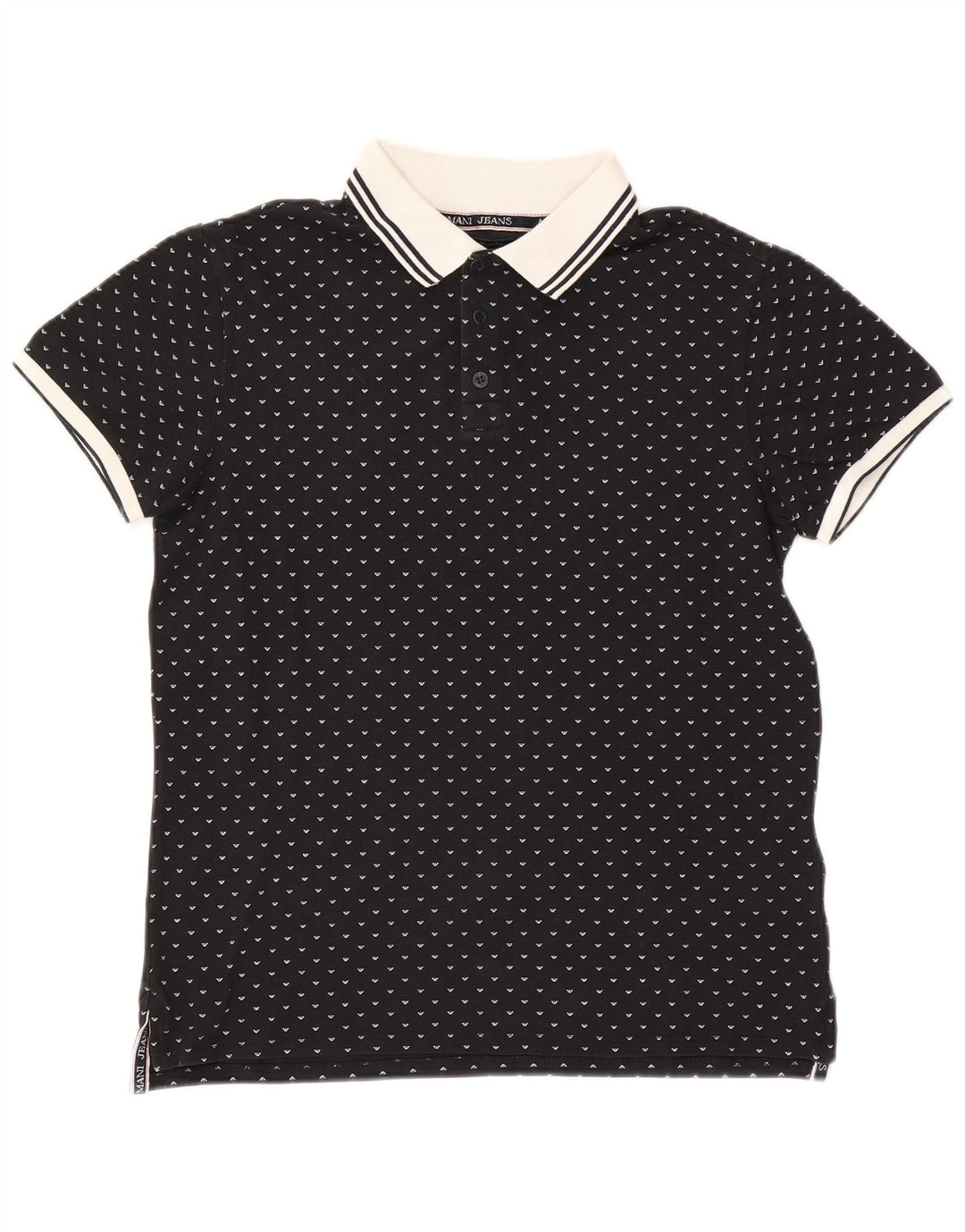 Męska koszulka polo Armani Regular, mała, czarna, bawełniana w cętki