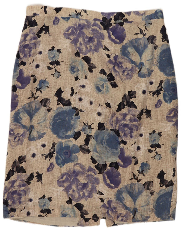 Prosta spódnica damska w stylu vintage IT 48 XL W34 Wielobarwny kwiatowy jedwab