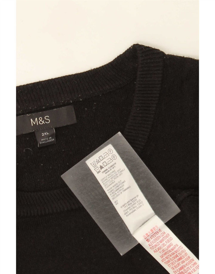 Marks & Spencer Męski sweter z okrągłym dekoltem 2XL, czarny akryl