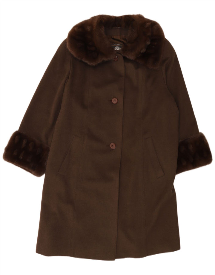 VINTAGE damski płaszcz oversize UK 14, duża wełna khaki