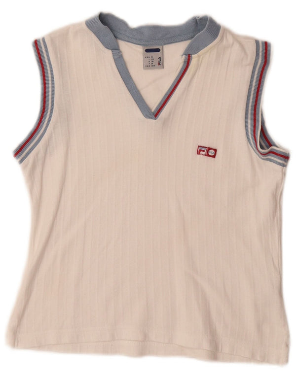 Fila Womens Vest Top IT 44 Medium White Cotton