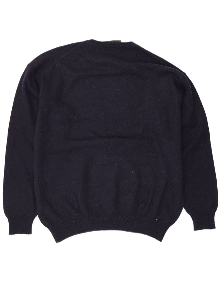 Zara Męski sweter z okrągłym dekoltem XL, granatowy, wełniany