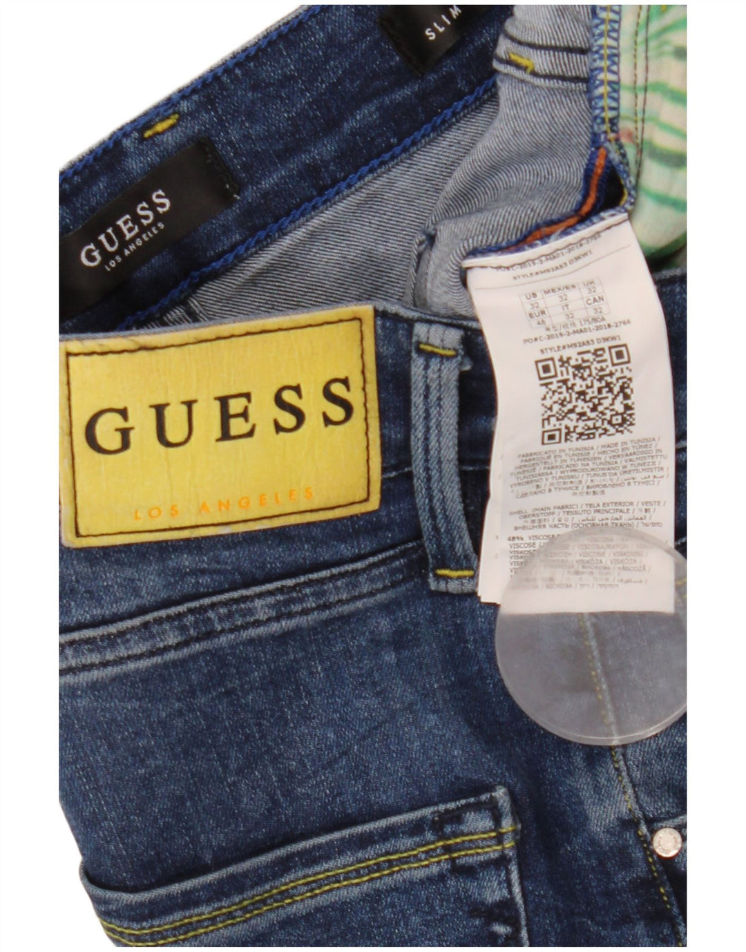 Męskie jeansy Guess w trudnej sytuacji W32 L33 niebieska wiskoza