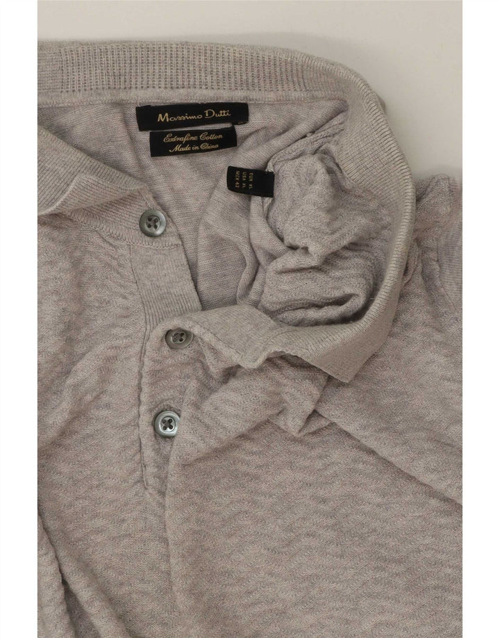 Męski sweter polo Massimo Dutti XL, szary, bawełniany